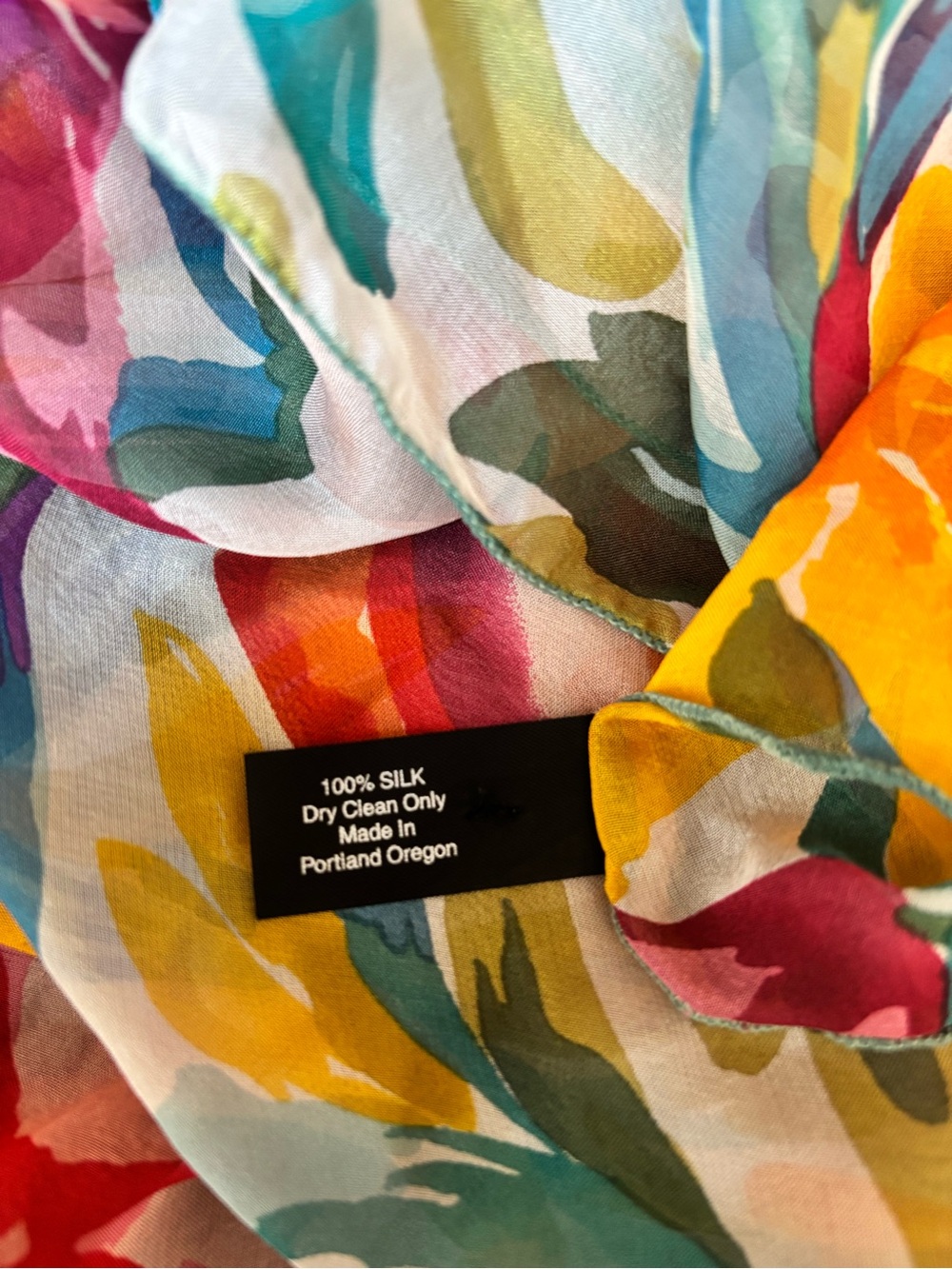 Dana Herbert multicolored floral sheer silk scarf. - Picture 11 of 13